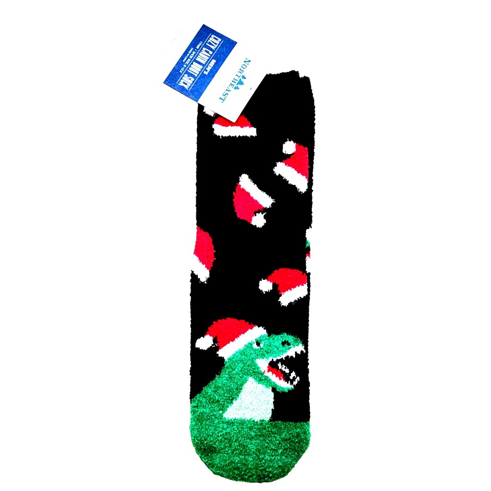 Men's NEO‎ Cozy Cabin Boot Sock SL Crew HOL Dino Socks large 8-12.5 Black